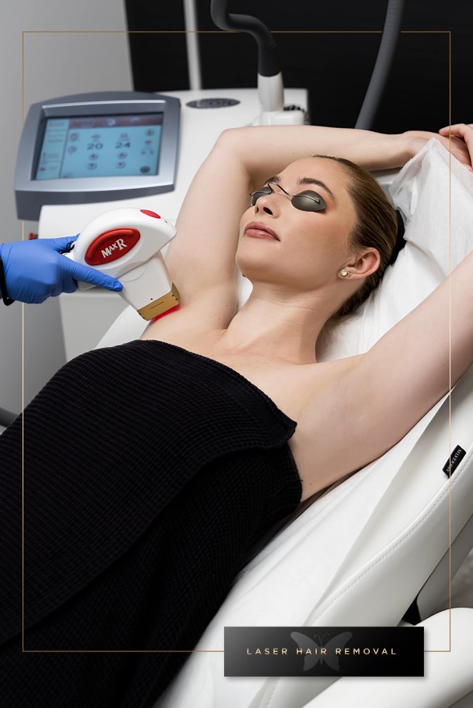  woman getting under arm Laser Hair Removal at raren medical spa in las vegas