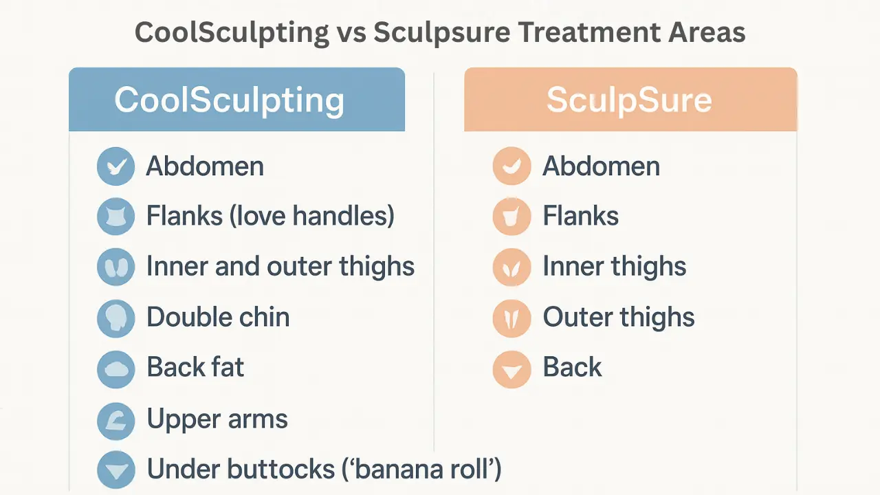CoolSculpting vs Sculpsure Treatment Areas - RAREV CoolSculpting vs Sculpsure Treatment Areas